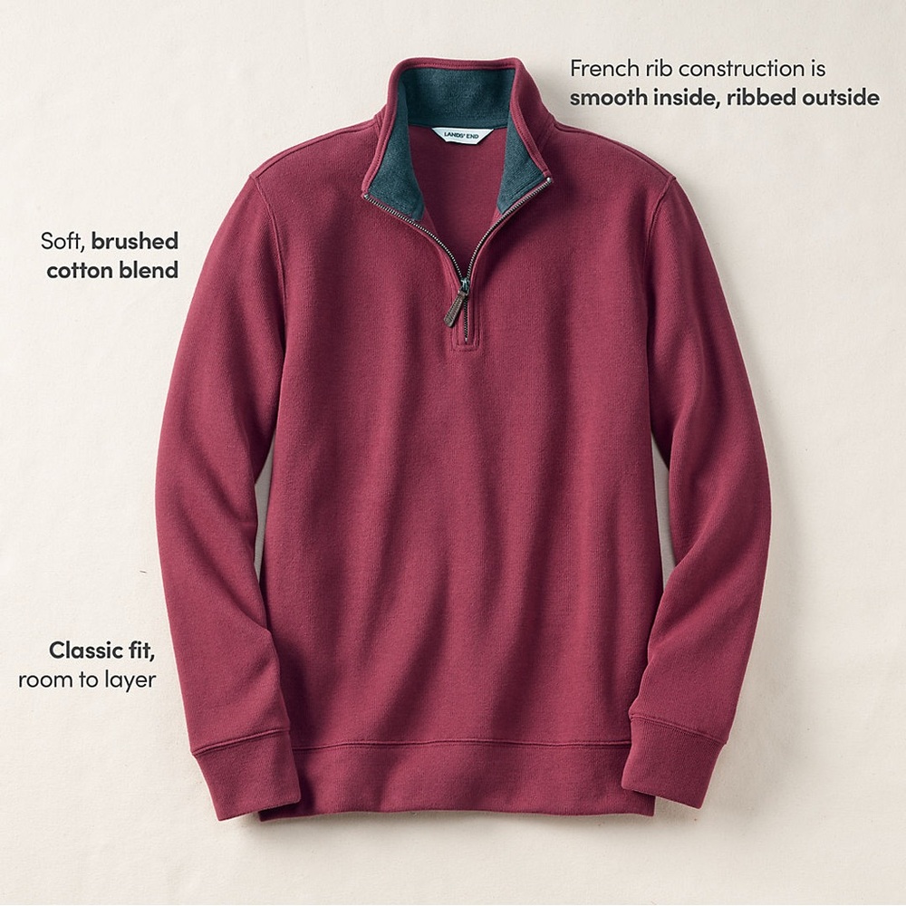 Lands End Bedford Rib Quarter Zip Sweater - Picture 3 of 6